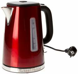 Russell Hobbs Wasserkocher [1,7l, 2400W] Luna Edelstahl Rot (Schnellkochfunktion, herausnehmbarer Kalkfilter, außenliegende Wasserstandsanzeige, autom. Deckelöffnung) Teekocher 23210-70 Angebot bei HelloDeals