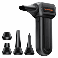 WOLFBOX MF60 Elektrische Staubgebläse 110000 RPM, Druckluftspray Alternative, Kabelloser Air Duster mit Akku, 3-Gang Mini Gebläse, PC Reinigungsset für Tastatur, Computer und Auto, 5 Düsen Angebot bei HelloDeals