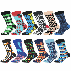WeciBor 12 Paar Bunt Lustige Herren Baumwolle Socken Neuheit Verrückte Witzige Coole mit Motiv 43-46 Blau/Grün/Schwarz/Mehrfarbig Geometrisch -12M Angebot bei HelloDeals