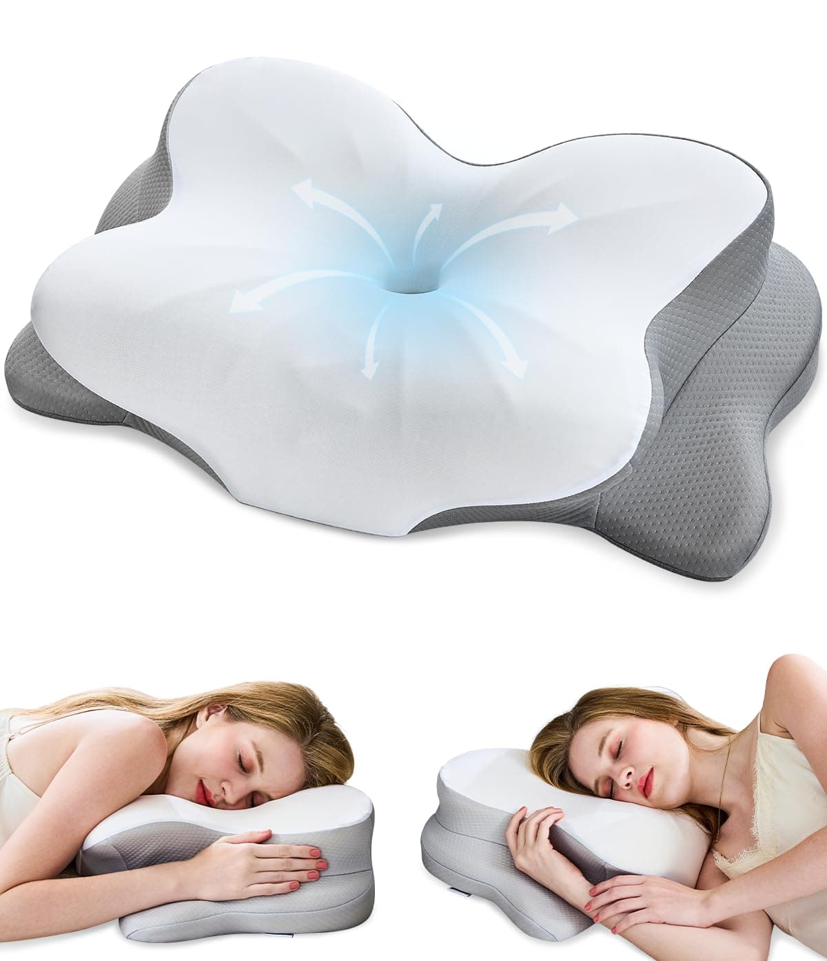 Nackenkissen, ergonomische Memory-Schaum-Kissen zur Linderung von Nackenschmerzen mit atmungsaktivem Kissenbezug, konturiertes Nackenstützkissen für Seiten-, Rücken- und Bauchschläfer Weiß Angebot bei HelloDeals