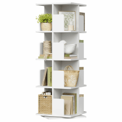 EUGAD drehbares Bücherregal, Raumteiler Standregal, 360° frei drehbar, 4 Ebenen 16 Fächer, Platzsparend für Wohnzimmer Schlafzimmer Büro, MDF E1, Weiß 39,5x128x39,5cm 4 Ebenen （39,5B x 128H x 39,5T cm） Weiß Angebot bei HelloDeals