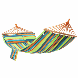 SONGMICS Hängematte Outdoor Mehrpersonen, Stabhängematte, tragbar und atmungsaktiv, 210 x 150 cm, TÜV Rheinland, 300 kg statische Belastbarkeit, für Outdoor Garten GDC22Q Grün + Orange Angebot bei HelloDeals