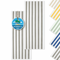 ZOLLNER 2er Set Strandtücher - strapazierfähige und saugstarke Badetücher in 70x180 cm - waschbar bis 60°C - Baumwolle - Zeitloses Streifenmuster in grau - Oeko Tex® Zertifiziert Grau 70 x 180 cm Angebot bei HelloDeals