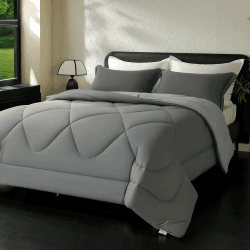 beeweed Bettdecke 155x220 Ganzjahresdecke Wende-Steppdecke Oeko-TEX Zertifiziert 300GSM 4 Jahreszeiten Bettdecken Duvet 155x220cm Weiche Mikrofaser Schlafdecke mit Kissenbezüge 155 x 220 cm Grau/Hellgrau Angebot bei HelloDeals