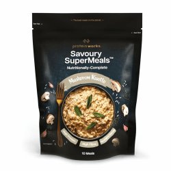 Protein Works | Savoury SuperMeals, Mushroom Risotto, 10 Mahlzeiten | Herzhaftes Fertiggericht, Vegetarische Protein-Mahlzeit, Ballaststoffreich, 26 Vitamine & Mineralstoffe, Nährstoffreich Angebot bei HelloDeals