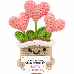 WITCOLOR Geschenke zum Geburtstag für Frauen & Männer – Handgemachte Gehäkelte Herz-Blume mit Motivationskarte – Lustige Geschenkidee für Mama, Beste Freundin, Schwester, Kollegen – Handmade Deko Alles Gute Zum Geburtstag Angebot bei HelloDeals
