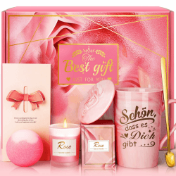 Eletorot Geschenke für Frauen, Geburtstagsgeschenk für Frauen Tasse Geschenkset, Wellness Geschenkideen für Freundin Frau Mama Pink Schön Angebot bei HelloDeals
