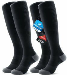 PULIOU Kompressionsstrümpfe Damen und Herren 2 Paar, 20-30 mmhg Durchblutung, Atmungsaktiv Stützstrümpfe Kompressionssocken für Sport, Flug, Stehende Berufe L-XL Schwarz Angebot bei HelloDeals