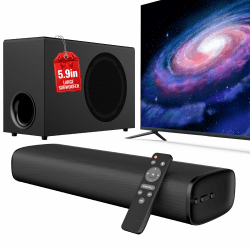 Upgraded Soundbar for TV with 5.9'' Big Powerful 110W Subwoofer, TV Speakers with Deep Bass, Bluetooth 5.3/ARC/Optical/AUX Connect, Surround Sound System for PC/Gaming/Projectors/Gift, 1 Set Schwarz Angebot bei HelloDeals