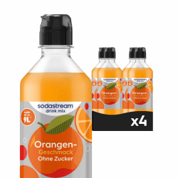 Sodastream drink mix Orange ohne Zucker, 4er Pack (4 x 440 ml) drink mix Sirup (mit Dosierkappe) 4er Pack (4 x 440ml) Angebot bei HelloDeals