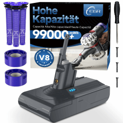 EGR Upgraded V8 SV10 Akku für Dyson V8 SV10, 5 Filter inklusive | Ersatzakku für Dyson V8 SV10 Absolute Animal Motorhead Fluffy Carbon Fiber Staubsauger (Gilt Nicht für V10) Angebot bei HelloDeals