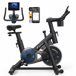 MERACH Heimtrainer Fahrrad mit Verstellbarem Widerstand, Leises Hometrainer Fahrrad mit Verbessertem LED-Monitor, Tablet-Halter, Indoor Cycling Bike für Kardiotraining zu Hause, Eigener App, Bis 136KG Blau Angebot bei HelloDeals