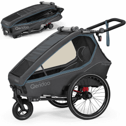 Qeridoo Kidgoo 1 Navy Blue | Fahrradanhänger 1 Kind | Fahrrad Anhänger Kinder mit Federung & Easy ARS | Jogger Kinderwagen | Kinderfahrradanhänger klappbar | Kinderbuggy 38L | Walker & Bike Trailer Navy Blue Einsitzer Angebot bei HelloDeals