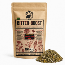 NanaNatura's BIO Bittertee BITTER-BOOST 100g [STARK BITTER] mit 11 Bio-Kräutern wie Wermut, Kalmuswurzel, Löwenzahn, Schafgarbe, Enzian, Mariendistelkraut uvm. | Bitterkräuter Tee 3) STARK BITTER Angebot bei HelloDeals