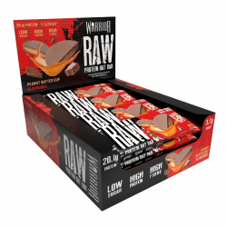 Warrior Raw Proteinriegel 12 x 75 g – Ballaststoffreicher Haferriegel mit Protein, High Protein Snack ohne Zucker, Natürlicher Haferflocken Riegel mit Präbiotika – Erdnussbutterpraline Angebot bei HelloDeals