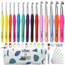 Häkelnadel Set 14 Stück Bunte Ergonomische Soft Gummi Comfort Grip Häkeln Stricken Nadeln Kit Haushalt Werkzeug mit tragbaren Tasche weiß-14 Stück Angebot bei HelloDeals