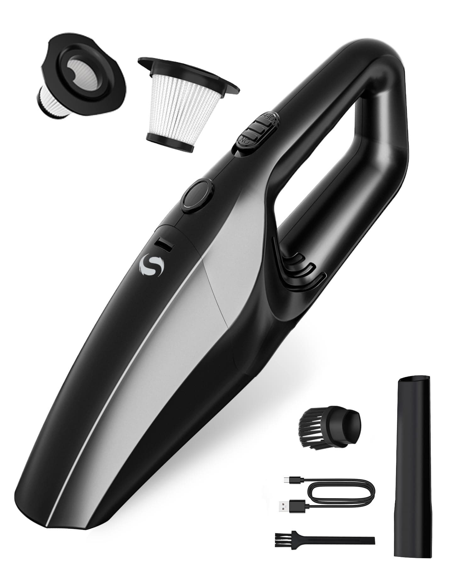 Handstaubsauger Akku, leistungsstarker Autostaubsauger, Mini Staubsauger mit Schnellladung und waschbarem HEPA-Filter, Staubsauger für Auto & Zuhause, geeignet für Tierhaare Staub Krümel Schwarz Angebot bei HelloDeals