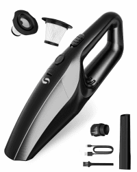 Handstaubsauger Akku, leistungsstarker Autostaubsauger, Mini Staubsauger mit Schnellladung und waschbarem HEPA-Filter, Staubsauger für Auto & Zuhause, geeignet für Tierhaare Staub Krümel Schwarz Angebot bei HelloDeals