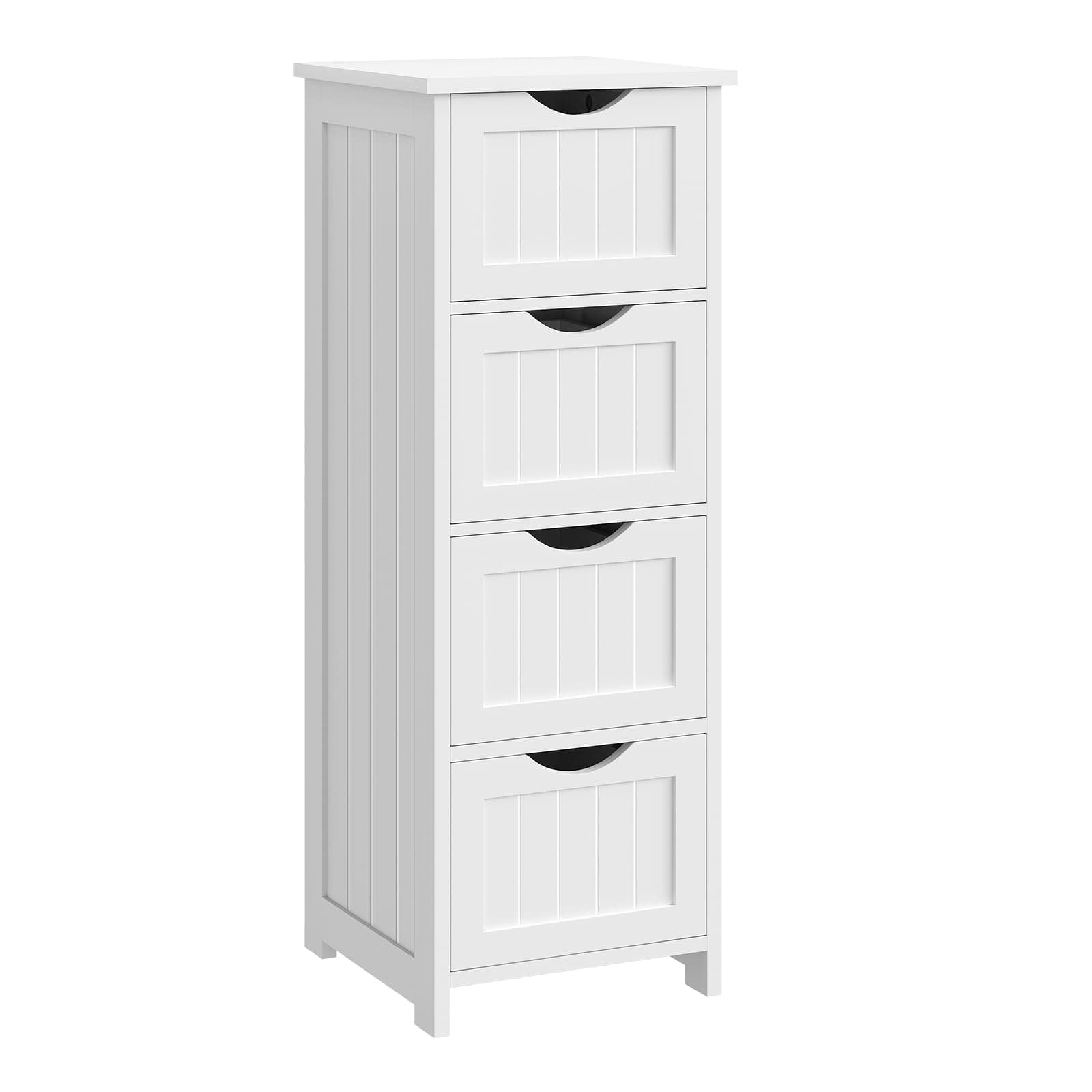WOLTU Badezimmerschrank, Badschrank Schmal Klein, Beistellschrank mit 4 Schubladen, 30 x 30 x 82 cm, für Badezimmer, Wohnzimmer, Schlafzimmer, Esszimmer, Küche, Modern, Weiß BZS07ws 30 x 30 x 82cm Weiß Angebot bei HelloDeals