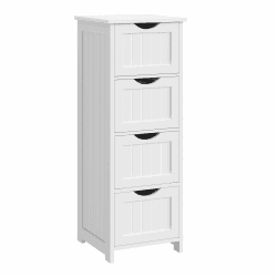 WOLTU Badezimmerschrank, Badschrank Schmal Klein, Beistellschrank mit 4 Schubladen, 30 x 30 x 82 cm, für Badezimmer, Wohnzimmer, Schlafzimmer, Esszimmer, Küche, Modern, Weiß BZS07ws 30 x 30 x 82cm Weiß Angebot bei HelloDeals