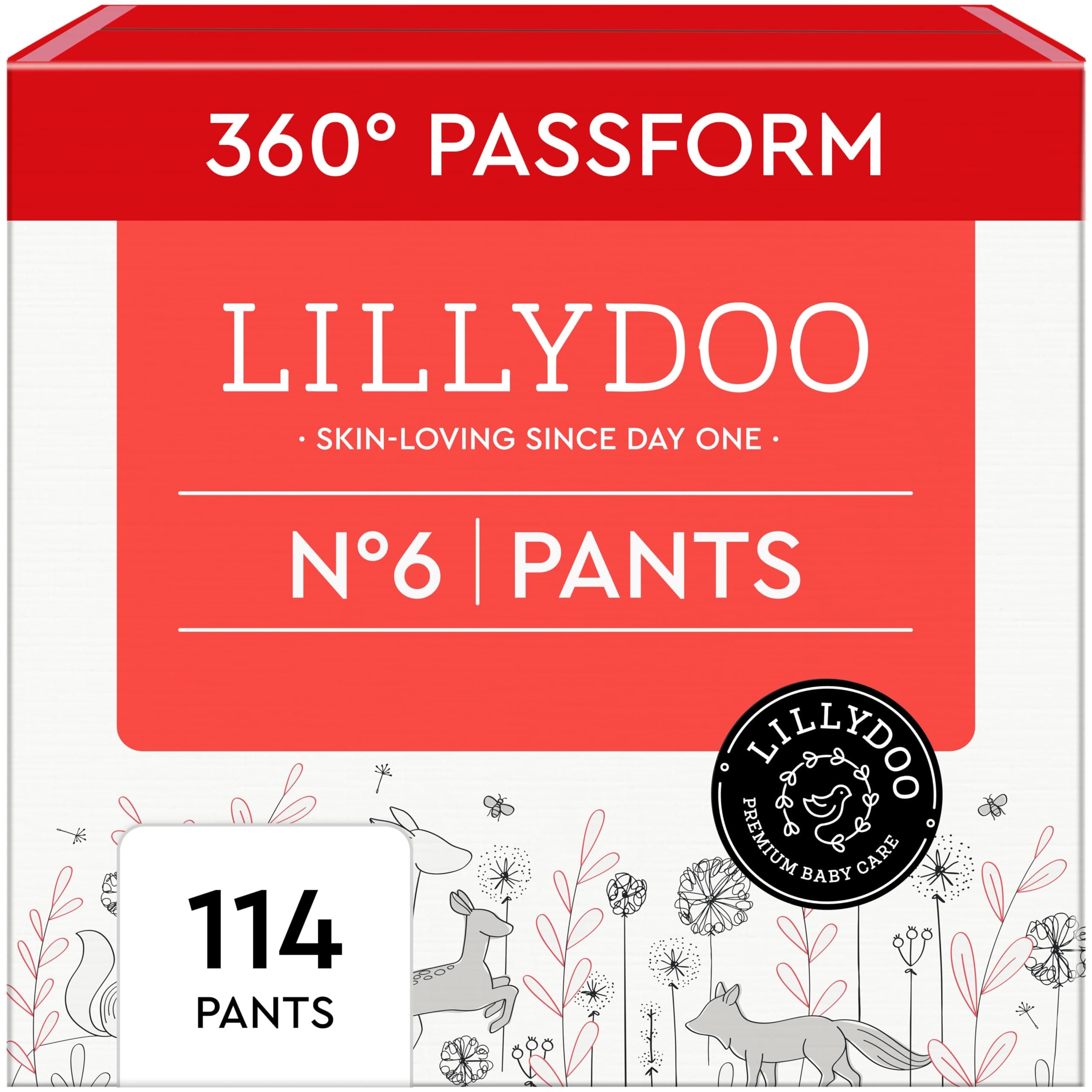 LILLYDOO Baby Windeln Pants Größe 6 (13+ kg), Monatsbox (114 Stück) | Höschenwindeln, Sicherer Auslaufschutz, Hautfreundlich, Weich & Ohne Lotionen für empfindliche Haut, Dermatologisch getestet NEU Größe 6 (114 Stück) Angebot bei HelloDeals