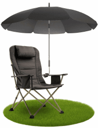 STYNGARD Stuhl Sonnenschirm für Liegestuhl mit UV Schutz 50+ / 120 cm Kuppelmaß mit Überhang - Klemmschirm Campingstuhl - Schirm für Stuhl mit Universal-Klemme Modell SAN FRANCISCO schwarz Angebot bei HelloDeals