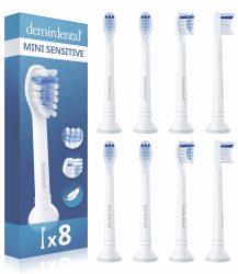 8er demirdental Ersatzbürsten passend für Philips Sonicare, Mini Sensitive Aufsätze & Aufsteckbürsten, weiche und kleine Bürstenköpfe für sensible Zähne, Weiß, entspricht HX6084 Weiß 8 stück (1er Pack) Angebot bei HelloDeals