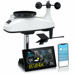 Brandson - WLAN Wetterstation mit 7in1 Funk Außensensor – WiFi App Steuerung – Temperatur Luftfeuchtigkeit Luftdruck – Windmesser Regenmesser A: mit WLAN Angebot bei HelloDeals