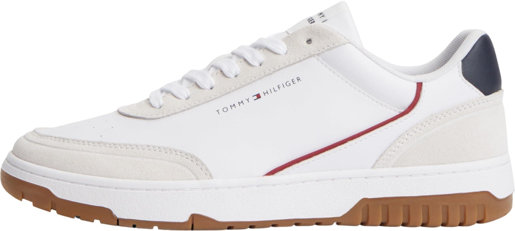 Tommy Hilfiger Herren Th Basket Core Leather Suede Mix Fm0fm05881 Low Top 41 EU Blue Rwb Angebot bei HelloDeals
