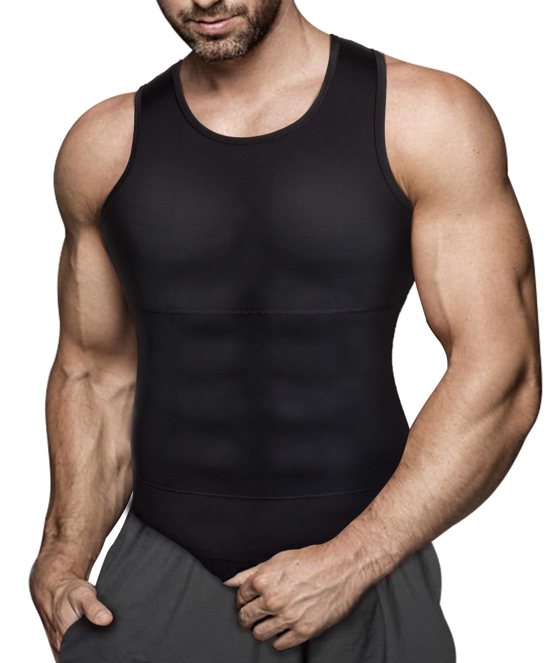 Gotoly Herren Unterhemden Shapewear Workout Tank Tops Kompressionsshirt Muskelshirt Abnehmen Body Shaper Sport Bauch Weg Shirt Unterhemd Feinripp M Schwarz Angebot bei HelloDeals