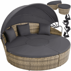 tectake® Lounge Muschel Sonneninsel Outdoor wetterfest, Gartenmuschel, Sonnenliege 2 Personen und mehr, multifunktionales Terrasse oder Balkon Möbel, Gartenliege wetterfest - Natur Natur Santorin II Angebot bei HelloDeals