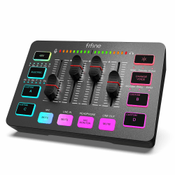 FIFINE Gaming Audio Mixer für PC, RGB Soundkarte für XLR Mikrofon, Audio Interface für Streaming Musiker, Mischpult für Gamer Creators Live YouTube, Individuelle Steuerung, Voice Changer Aduio Mixer black Angebot bei HelloDeals