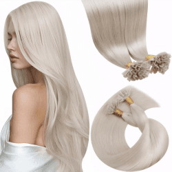 LaaVoo Bonding Extensions Echthaar Platinblond 50cm Lang Extensions Echthaar Bondings Remy Haar Haarverlangerung Echthaar Keratin Bondings Glatt 1g/s 50G 50S #60 1-30 U Tip#60 50 cm Angebot bei HelloDeals