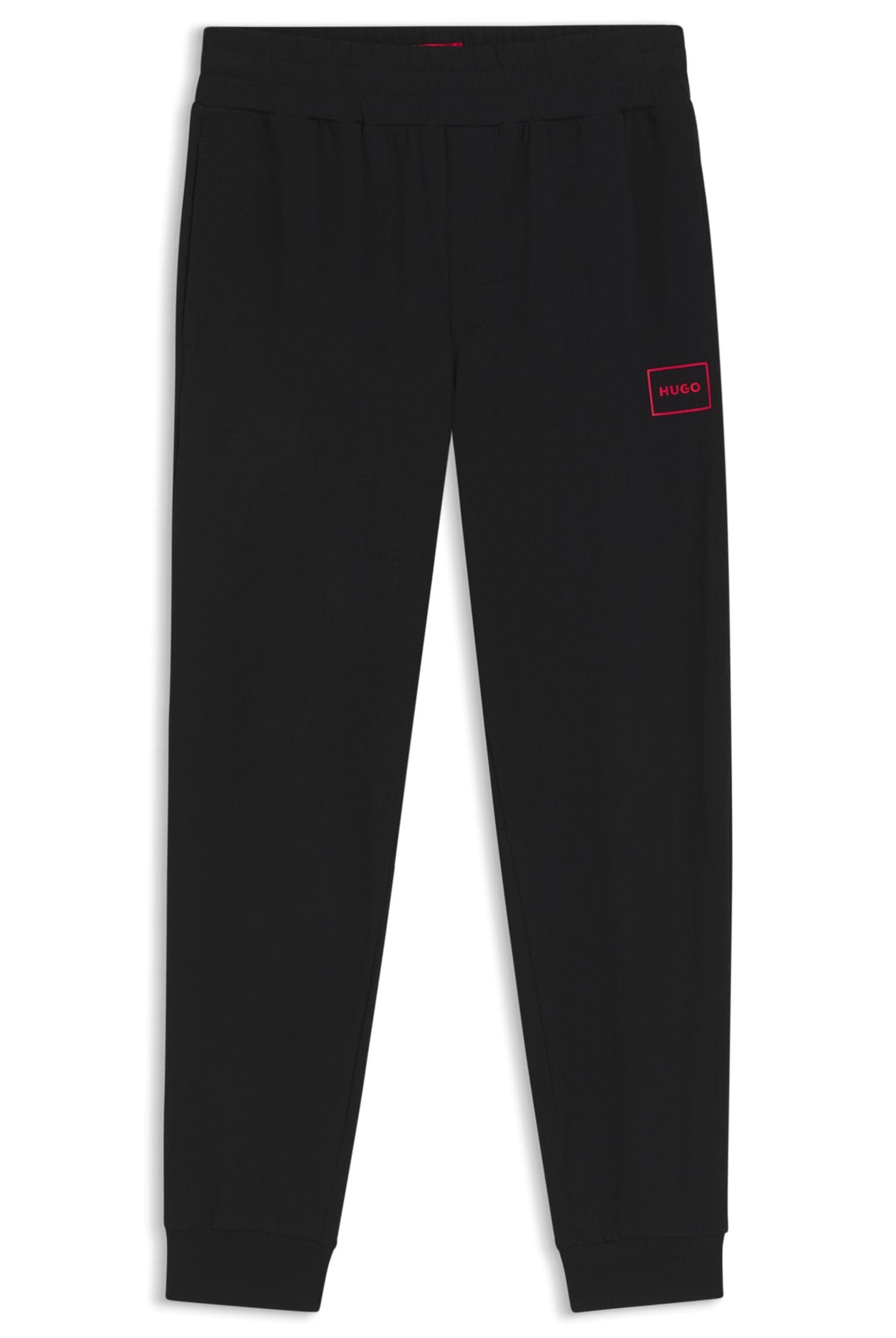 HUGO Herren Laze Pants CW Jogginghose aus Stretch-Baumwolle mit Beinbündchen und gerahmtem Logo XXL Black1 Angebot bei HelloDeals