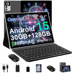ZIOVO 2026 Neuest Android 15 Tablet 10.1 Zoll, 30GB RAM+128GB ROM+2TB, Gemini AI, 5G WLAN, Octa-Core 2.0GHz, Widevine L1, 8000mAh, BT 5.0, GPS, GMS, Tablets mit Tastatur, Maus und Schutzhülle-Schwarz Angebot bei HelloDeals