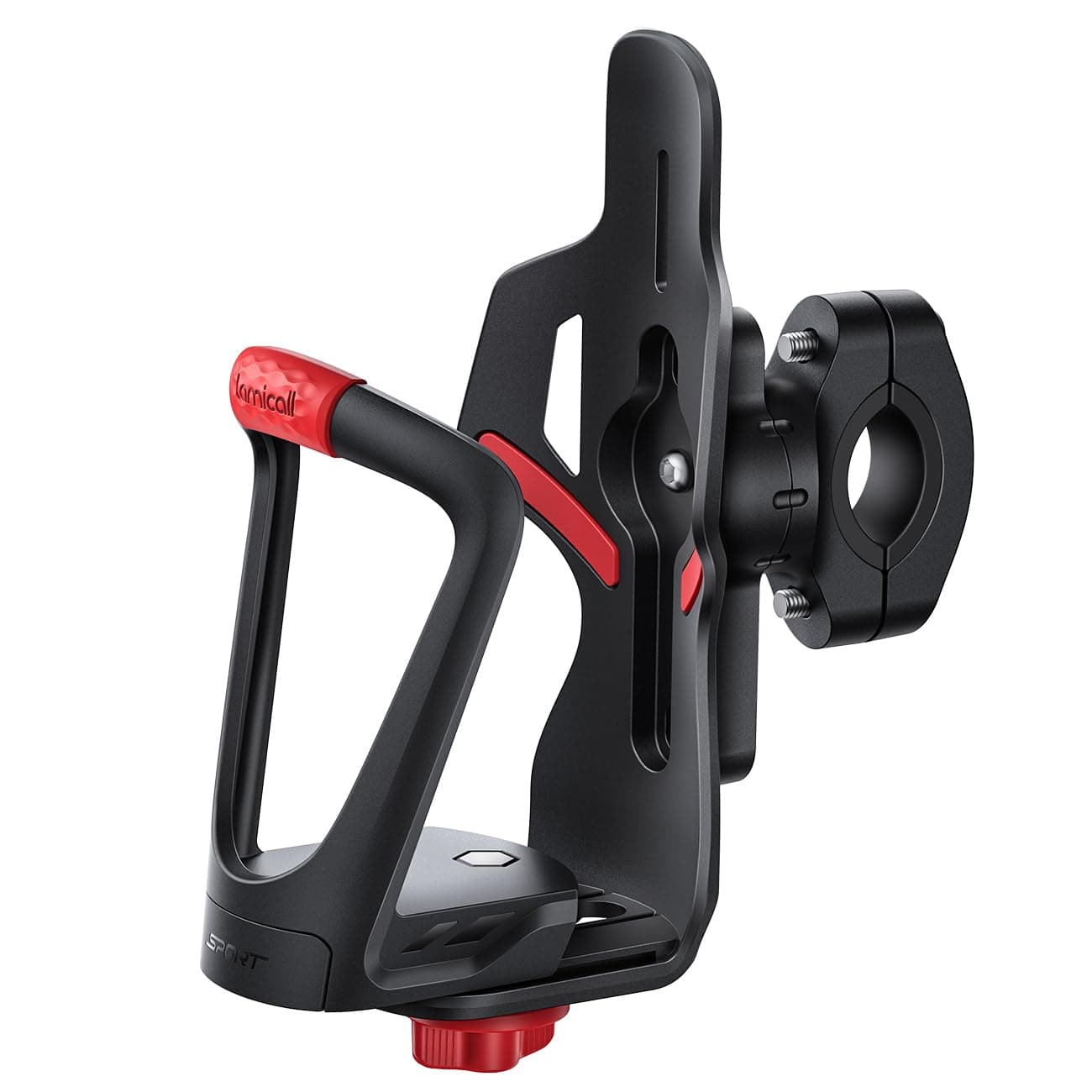 Lamicall Flaschenhalter Fahrrad, Getränkehalter Motorrad - [Für 55-85mm Große Flaschen] [Tracker-Aufbewahrung] Fahrradflaschenhalterung für Lenker & Rahmen, Trinkflaschenhalter für Fahrrad MTB Rennrad Schwarz+Rot Angebot bei HelloDeals