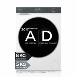 Haier Waschtrockner 8/5kg G3 Serie HWD80-BP14637T | Trocknen), A -20% (Waschen), 1.400 U/Min., Leiser Inverter-Motor, Automatik- und Expressprogramm, Aquastop G3 Series 8 kg Angebot bei HelloDeals