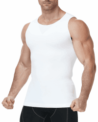 Runhit Shapewear Herren Kompressionsshirt Ärmelloses Tank Top, Seamless Bauchweg Unterhemd & Body Shaper Männer, Figurformend Slim Fit Atmungsaktiv Elastisch M Weiß Angebot bei HelloDeals
