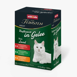 animonda Vom Feinsten Adult Raffinesse Katzenfutter in Gelee, Mixpack aus dem Wasser (12 x 85 g), Nassfutter mit Taurin und Vitamin D3, ohne Zusatz von Zucker, Soja und Getreide Huhn, Rind, Wild, Pute 85 g (12er Pack) Angebot bei HelloDeals