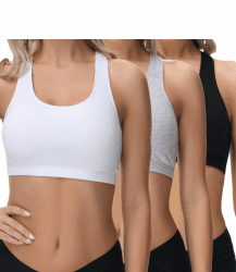 wirarpa Bustier Damen Baumwolle Ohne Bügel T-Rücken Bra Ohne Gepolstert Top Leichte Stützung 3er Pack S Schwarz/Grau/Weiß Angebot bei HelloDeals