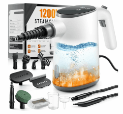 Handdampfreiniger, Dampfreiniger, 650ML Wassertank Dampfreiniger und 11-teiligem Zubehör-Set zum Entfernen von Schmutz und Fett Weiß Angebot bei HelloDeals