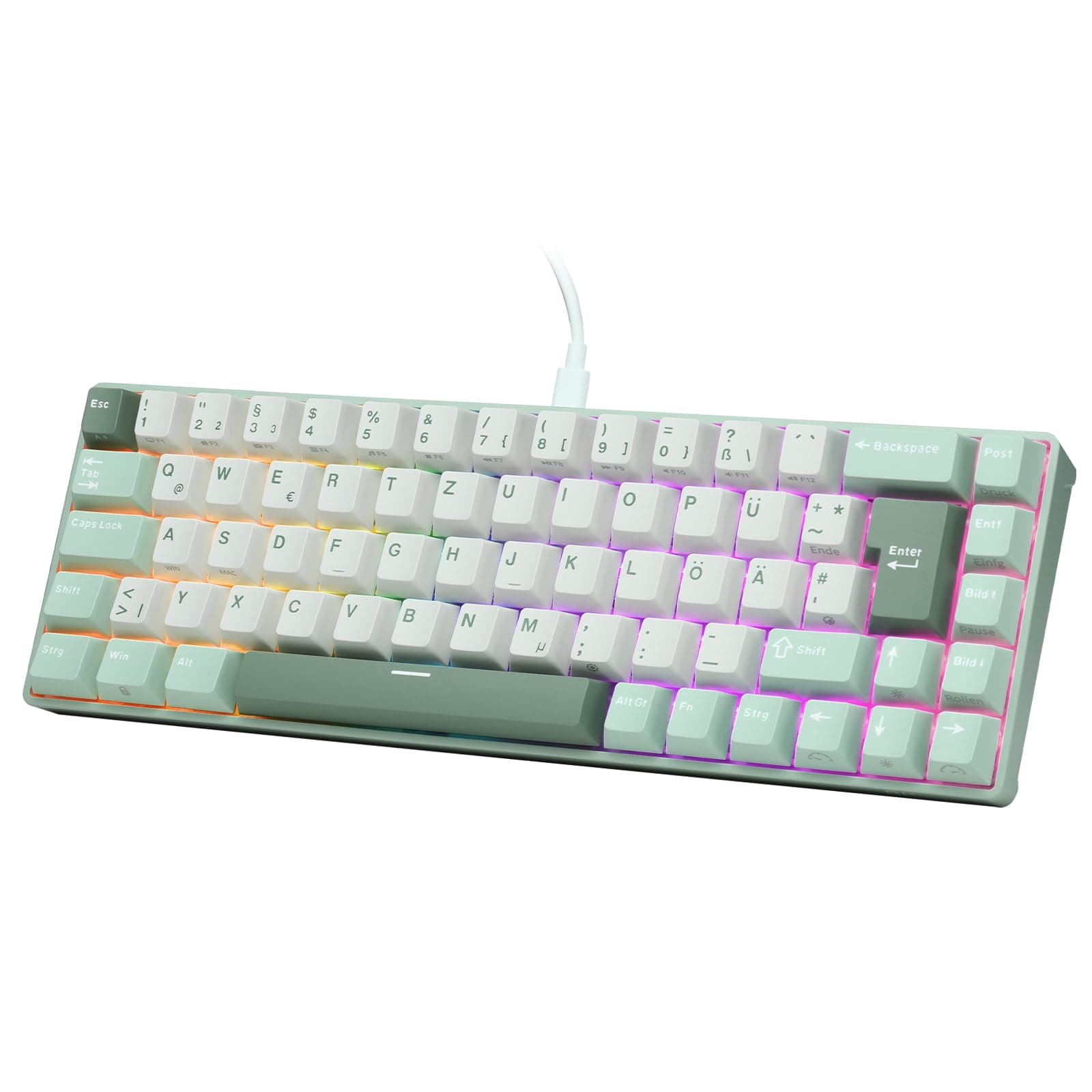 RK ROYAL KLUDGE C68 DE Hall Effekt Mechanische Gaming Tastatur, 65% HE-Magnetschalter, RGB-Kabel Hot-Swap-fähig, einstellbare Schnellfeuerfunktion, 8K-Abfragerate, Pro Web Driver Mac&Win,QWERTZ Deutsches QWERTZ Angebot bei HelloDeals