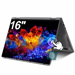 2-in-1 Touchscreen Laptop 16 Zoll, Ryzen 3 3300U, 16GB RAM, 512GB SSD | 360° Convertible, Fingerabdrucksensor, Beleuchtete Tastatur, WiFi 6, Bluetooth 5.2, IPS FHD, USB-C Multifunktionsanschluss Dunkelgrau 16.0 Zoll Angebot bei HelloDeals