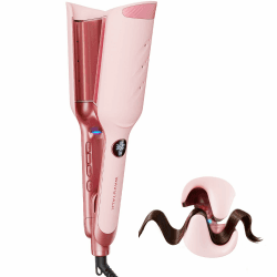 Wavytalk Welleneisen 35 mm Ionen-Keramik Anti-Verbrennung für Beach Waves | Ionenkeramik für Glanz & Anti-Frizz. Luftkühlung gegen Überhitzung. 210°C, 4 Stufen. Dual-Voltage Beach Waves Lockenstab,Rosa Angebot bei HelloDeals