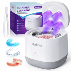 Rolipo Ultraschallreinigungsgerät 45kHz für Zahnschiene Prothesen 320ml Edelstahl Ultraschallbad mit 4 UV-Lichtern Ultrasonic Cleaner für Retainer Schmuck Zahnbürstenkopf Zahnersatz-Reparatursets White Angebot bei HelloDeals