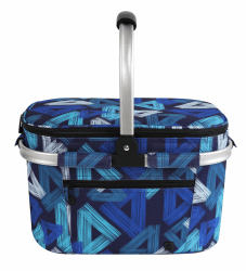 ALLCAMP Faltbar Isoliert Kühltasche - Einkaufskorb Thermo Mit Deckel, Abnehmbarer Picknickkorb 2 Personen, Aluminiumrahmen Kühlkorb, Verdicken Thermokorb L Geometrische Muster Angebot bei HelloDeals