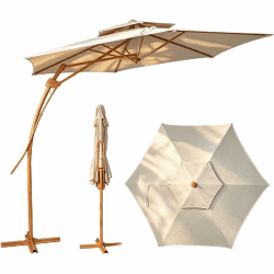 Sonnenschirm Balkon 300cm Gartenschirm Ampelschirm mit Kurbel UV-Schutz,Doppel-Top Design,Kurbelschirm mit 6 robusten Streben,für Garten Terrasse Balkon, inkl, Beige Angebot bei HelloDeals