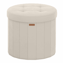 SONGMICS Mazie Kollektion – Sitzhocker rund, Fußhocker mit Stauraum, Faltbarer Hocker mit abnehmbarem Deckel, einfache Montage, Samt, Wohnheim, Schlafzimmer, Wohnzimmer, cappuccinobeige LSF608L01 Cappuccinobeige Samt Angebot bei HelloDeals