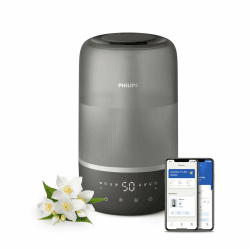 Philips Smart Luftbefeuchter, Schwarz, für Räume bis 41 m2 | Aromatherapie, Himmelhoher Nebel, Leise Schlaffunktion, Nachtlicht, Kompakt und leistungsstark (HU1510/03) Mit AIR+ App Schwarz Angebot bei HelloDeals