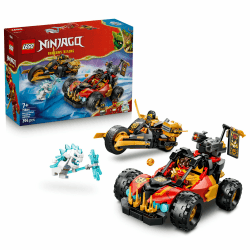 LEGO NINJAGO Kais und Coles Kombi-Flitzer - Ninja Spielzeug mit Auto, Motorrad, 3 Minifiguren inkl. Kai & Cole mit Katanas - Geschenkidee für Jungen ab 7 Jahren und Dragons Rising Fans - 71864 Angebot bei HelloDeals